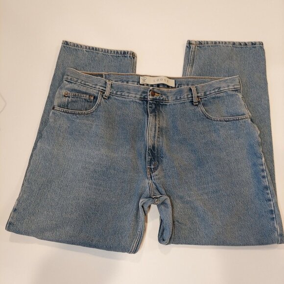 Arizona Original Loose Straight Mens 42X32 100%  Cotton Denim Jeans rugged work - Picture 4 of 11